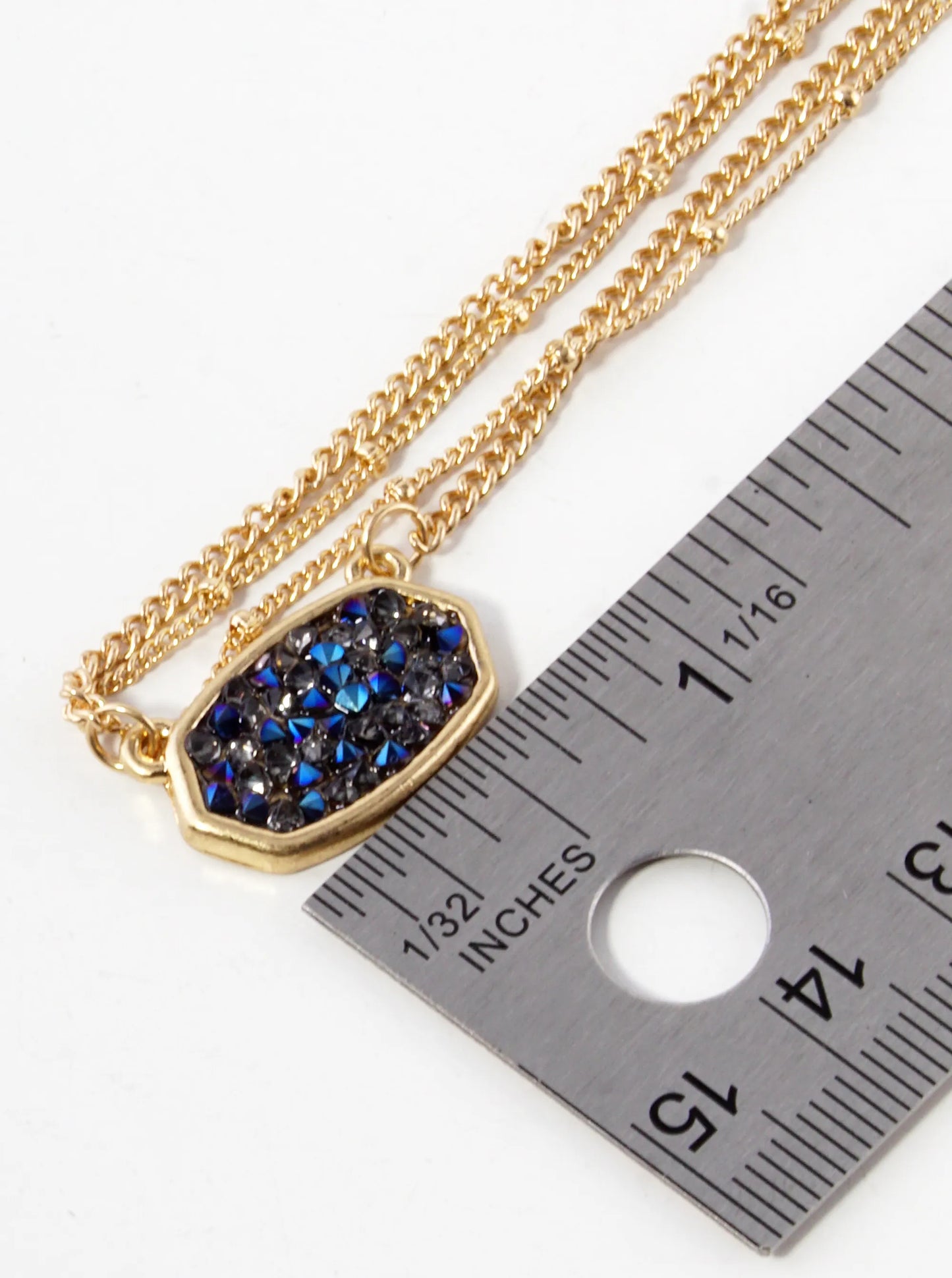 Irregular Stone Pave Pendant Dual Layered Necklace