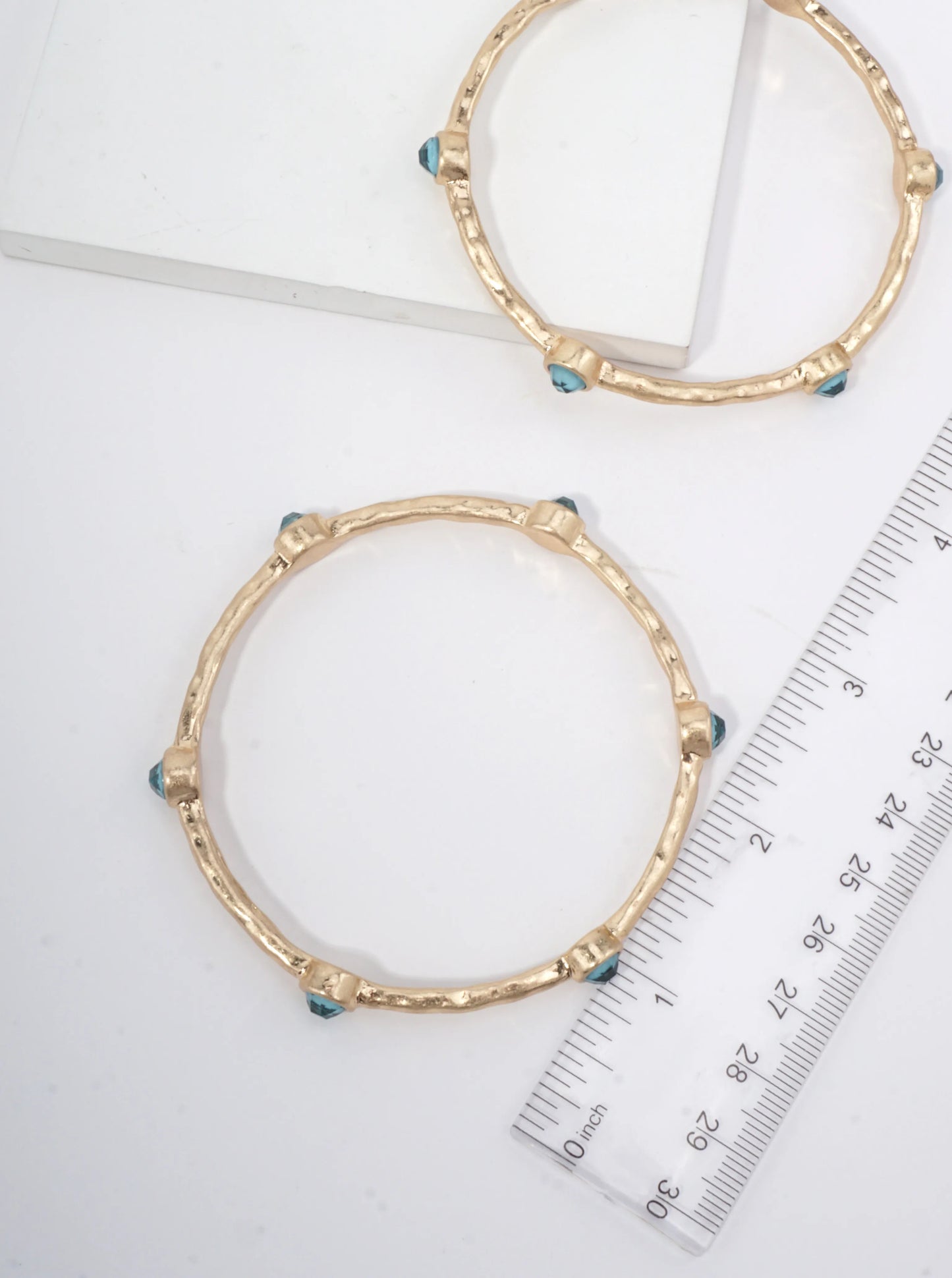 Hammered Stone Accented Bangle Bracelet