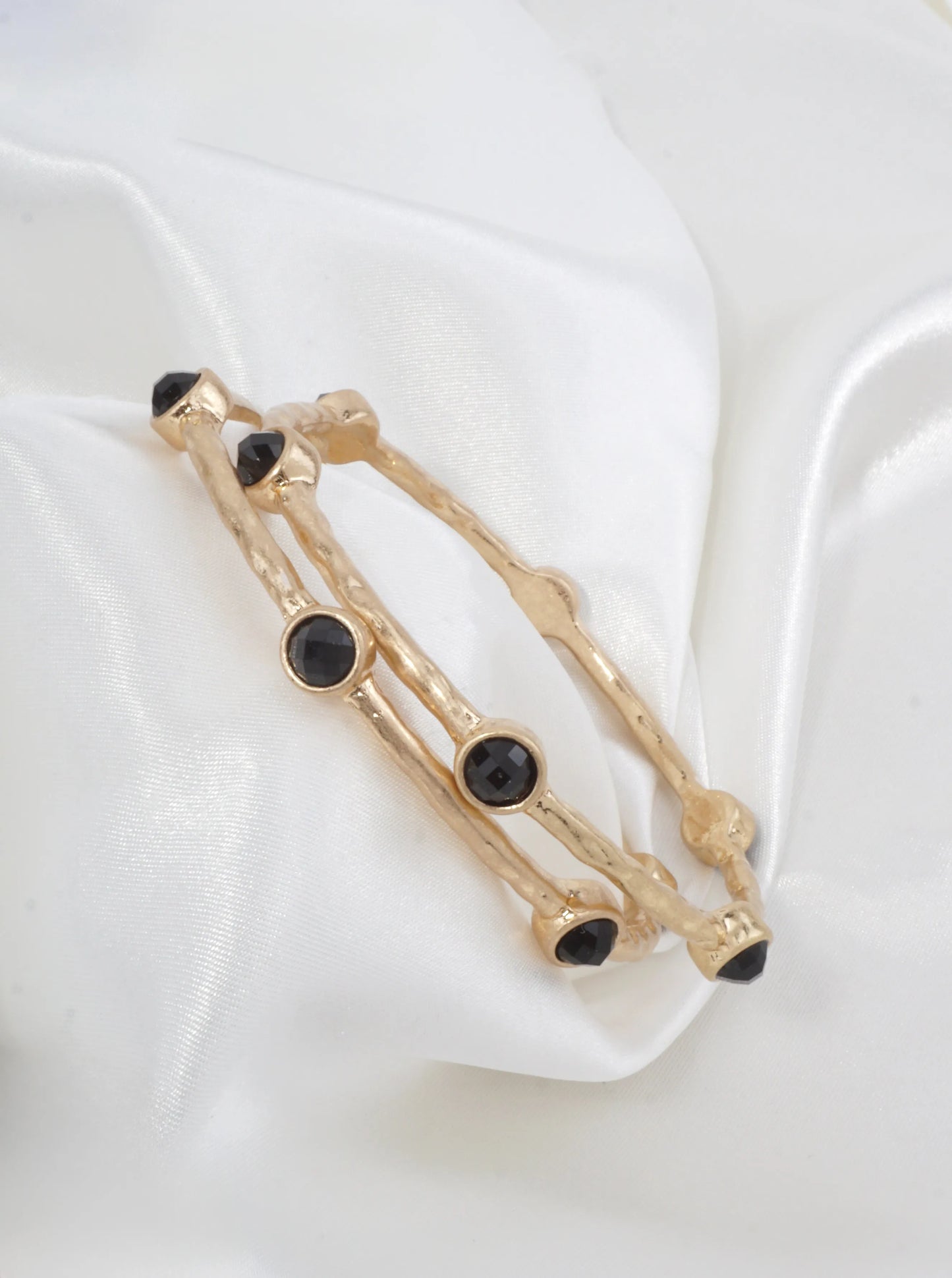 Hammered Stone Accented Bangle Bracelet