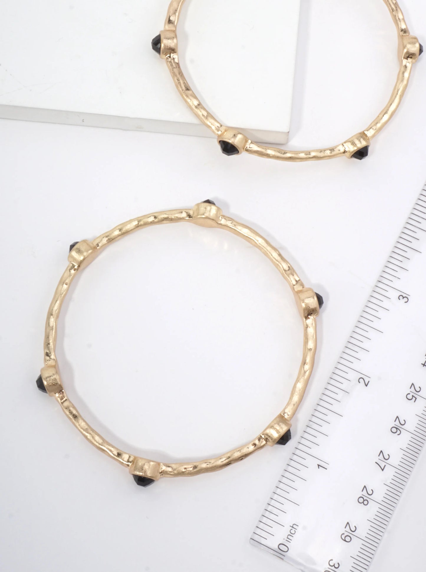 Hammered Stone Accented Bangle Bracelet
