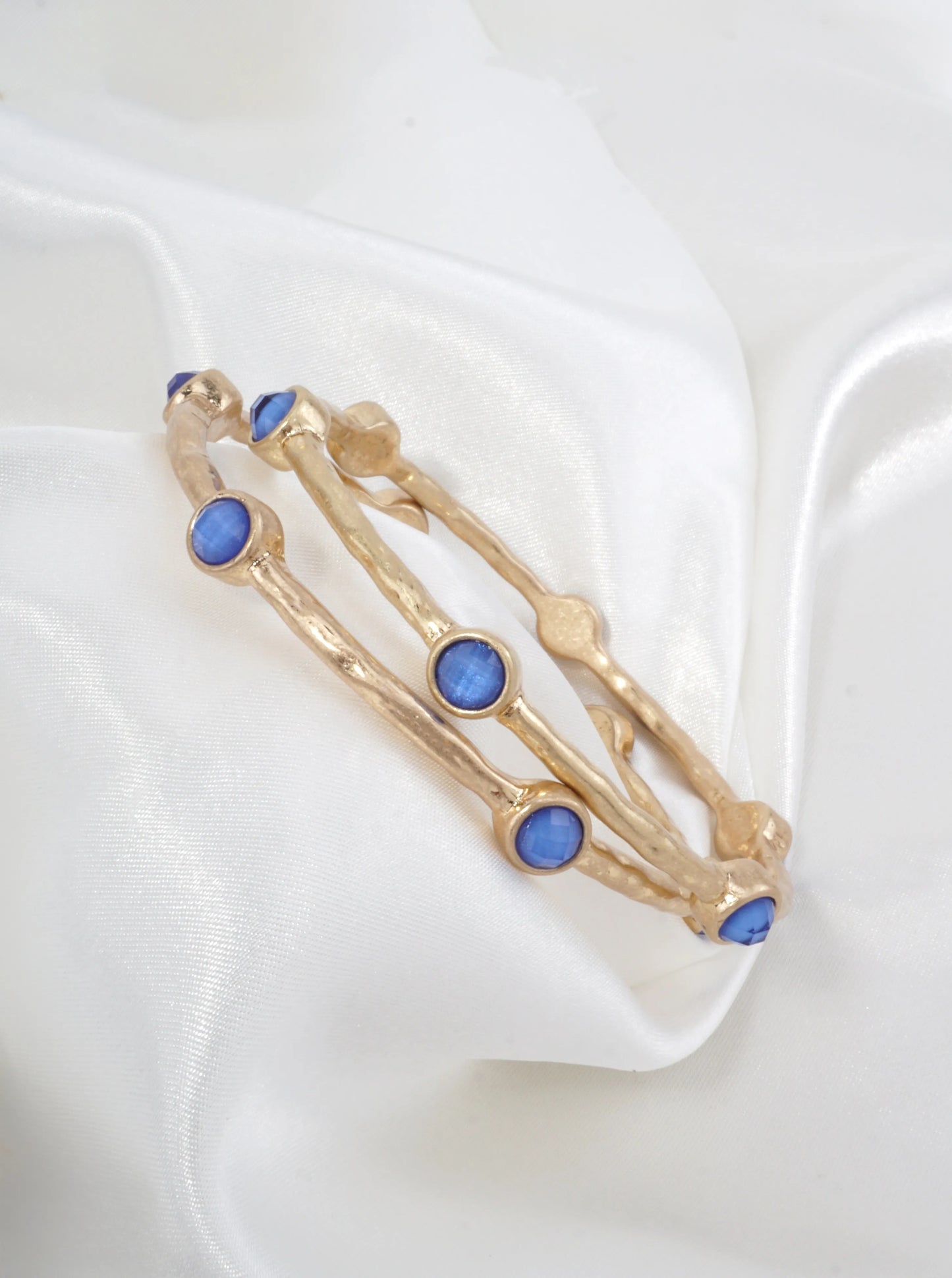 Hammered Stone Accented Bangle Bracelet