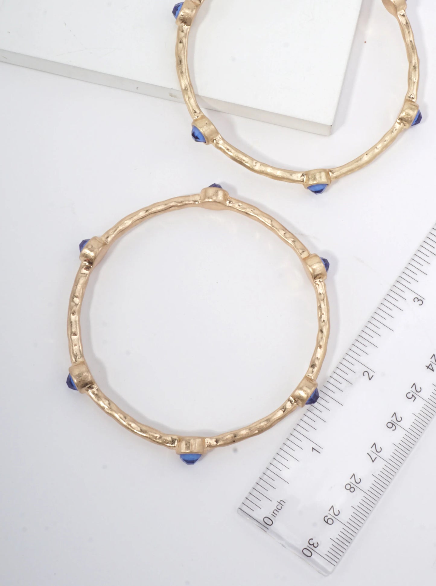 Hammered Stone Accented Bangle Bracelet