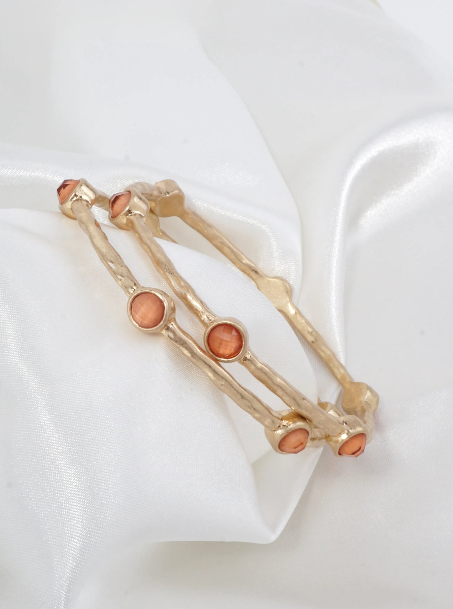 Hammered Stone Accented Bangle Bracelet