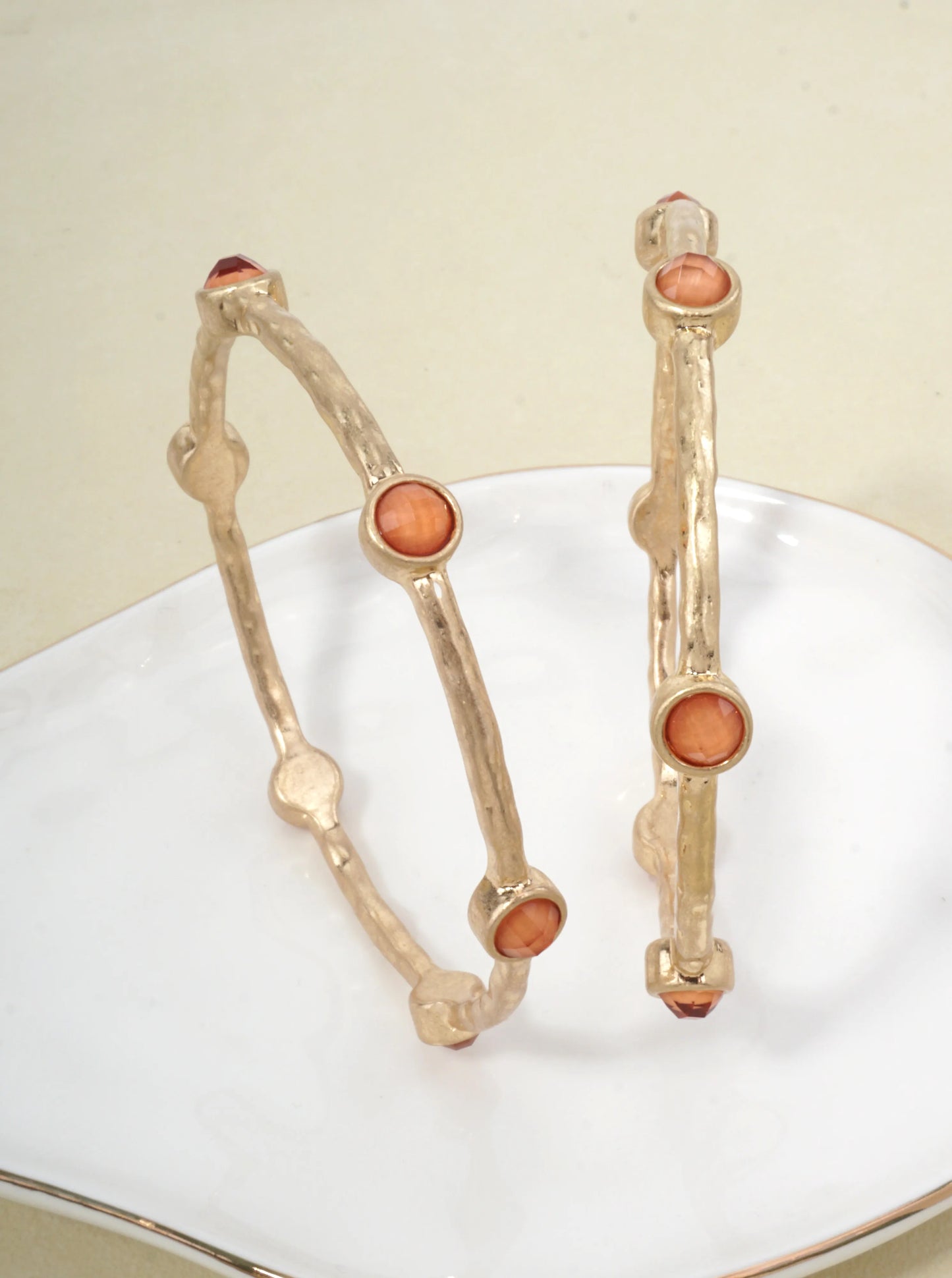 Hammered Stone Accented Bangle Bracelet