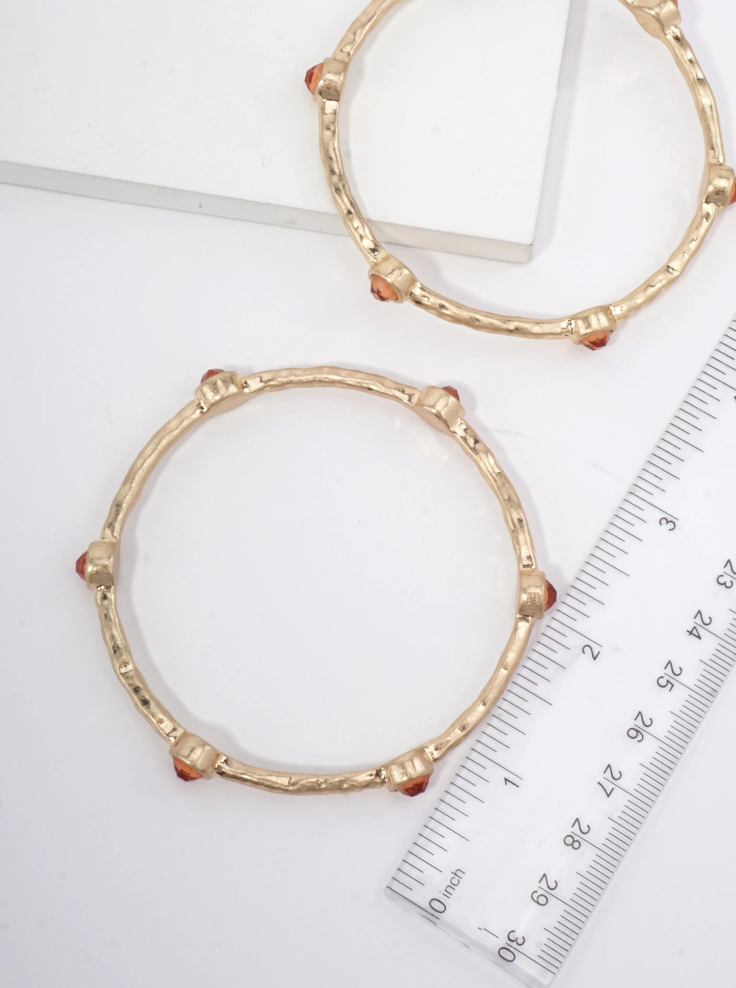 Hammered Stone Accented Bangle Bracelet
