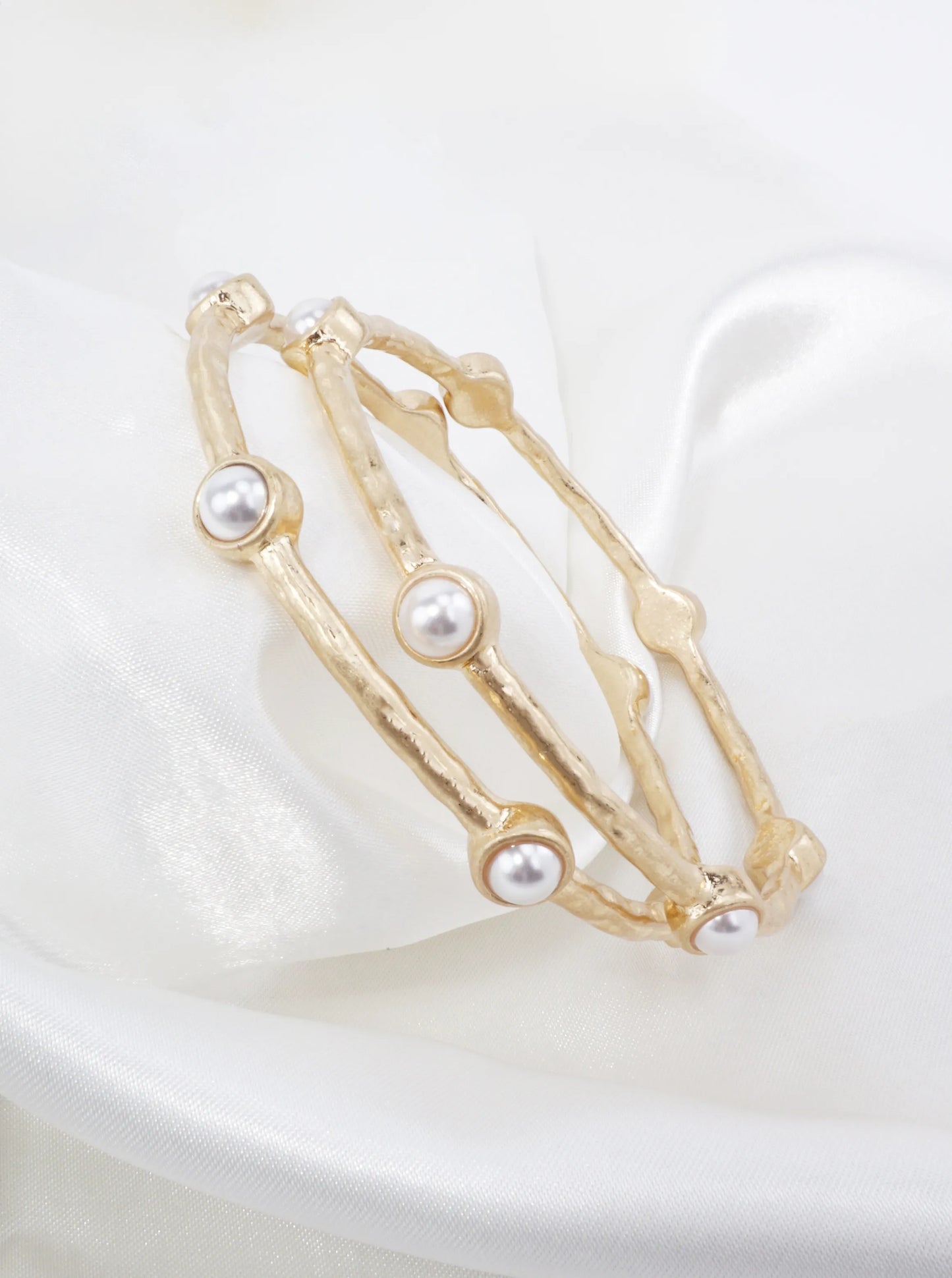 Hammered Stone Accented Bangle Bracelet