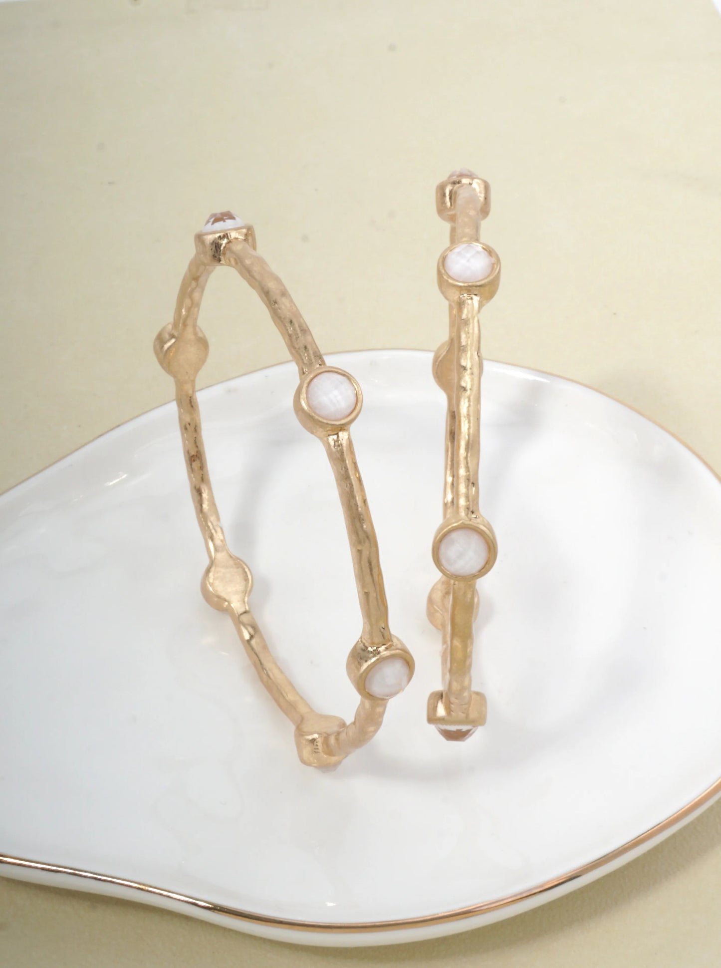 Hammered Stone Accented Bangle Bracelet