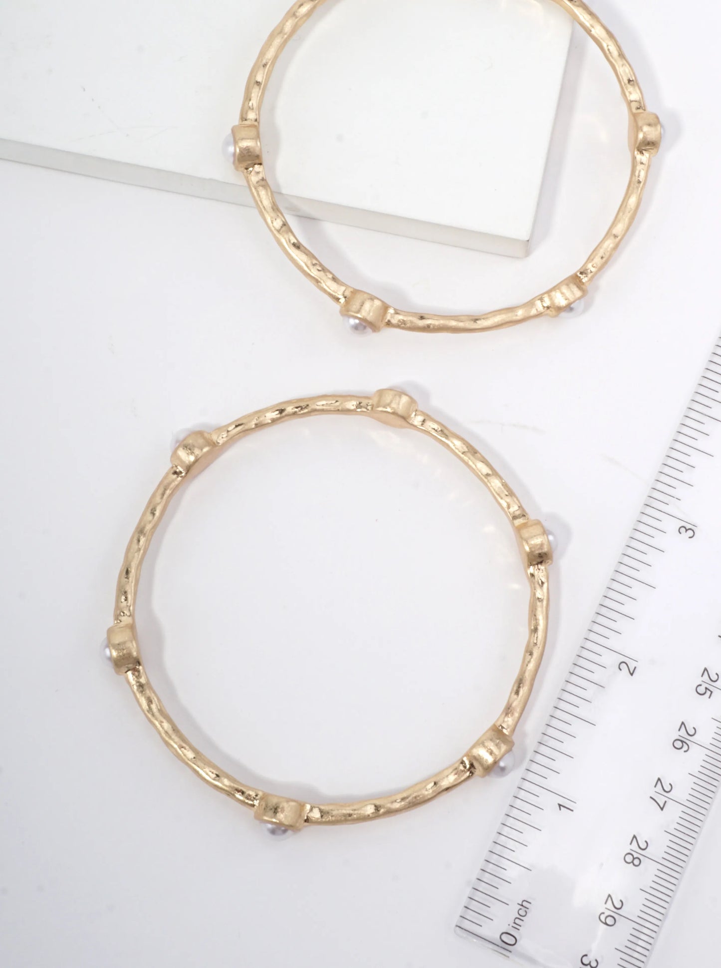 Hammered Stone Accented Bangle Bracelet
