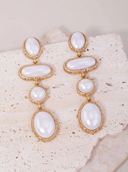 Resin Oval Round Worn Post Drop Earrings