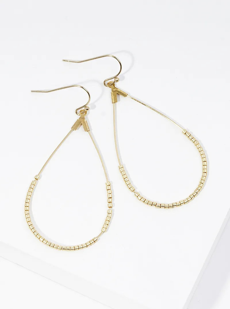 Japanese Seed Beaded Wire Teardrop Lightweight Dangle Drop Earrings