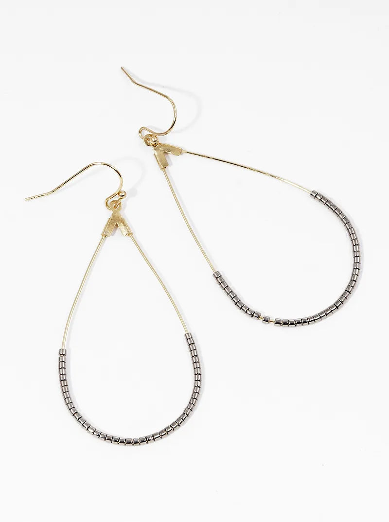 Japanese Seed Beaded Wire Teardrop Lightweight Dangle Drop Earrings