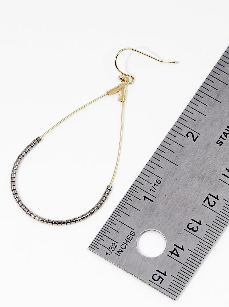 Japanese Seed Beaded Wire Teardrop Lightweight Dangle Drop Earrings