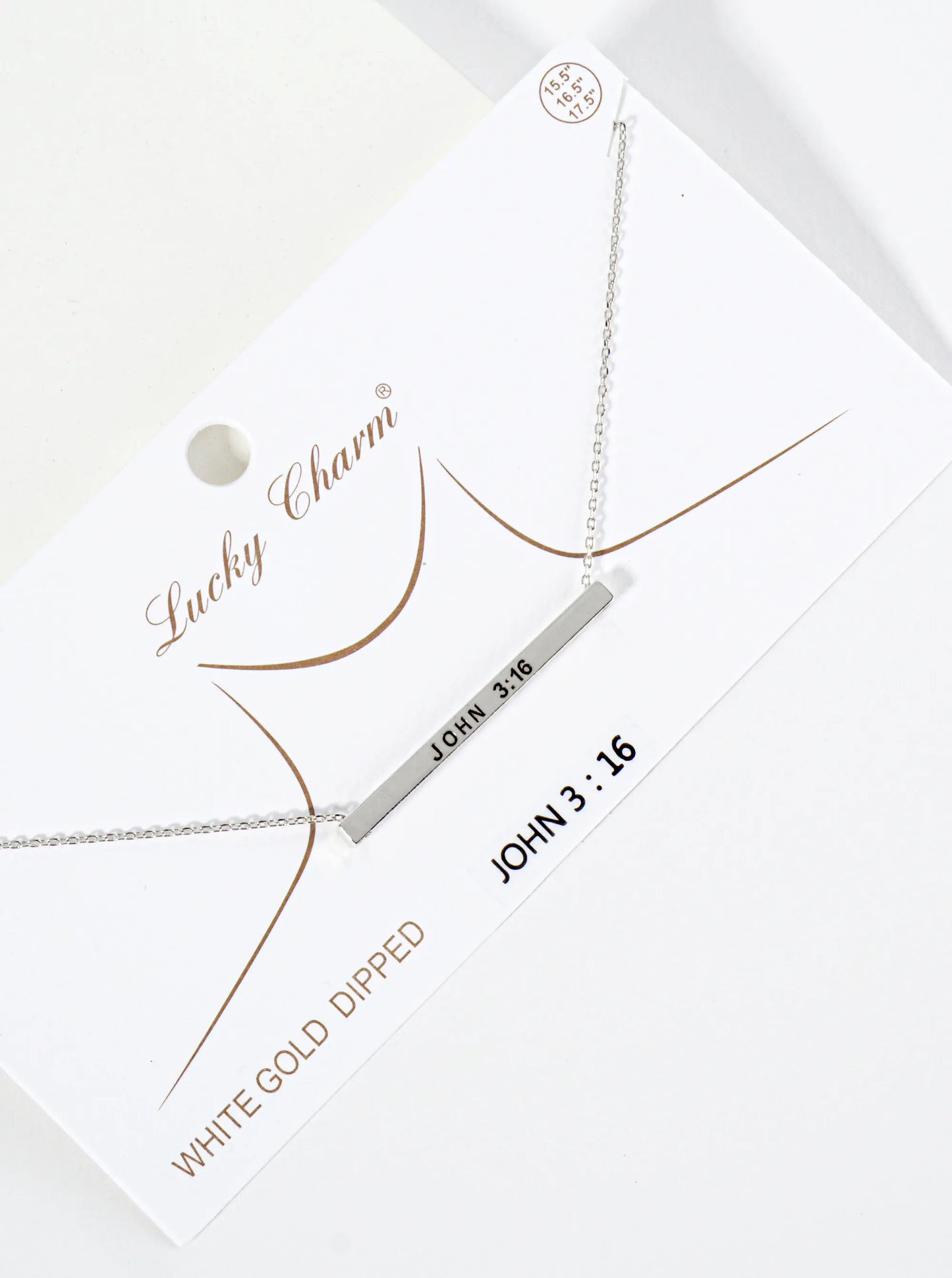 John 3 16 Engraved 18K Gold Dipped Horizontal Brass Bar Pendant Inspirational Necklace