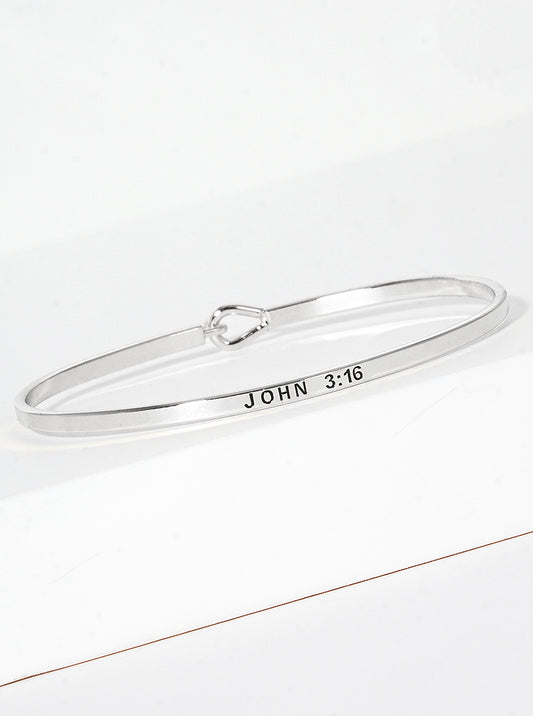 John 3:16 Engraved Inspirational Bangle Bracelet