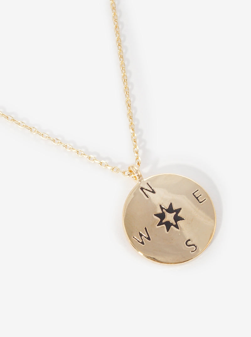 Journey Compass Pendant 18K-Gold-Dipped Necklace
