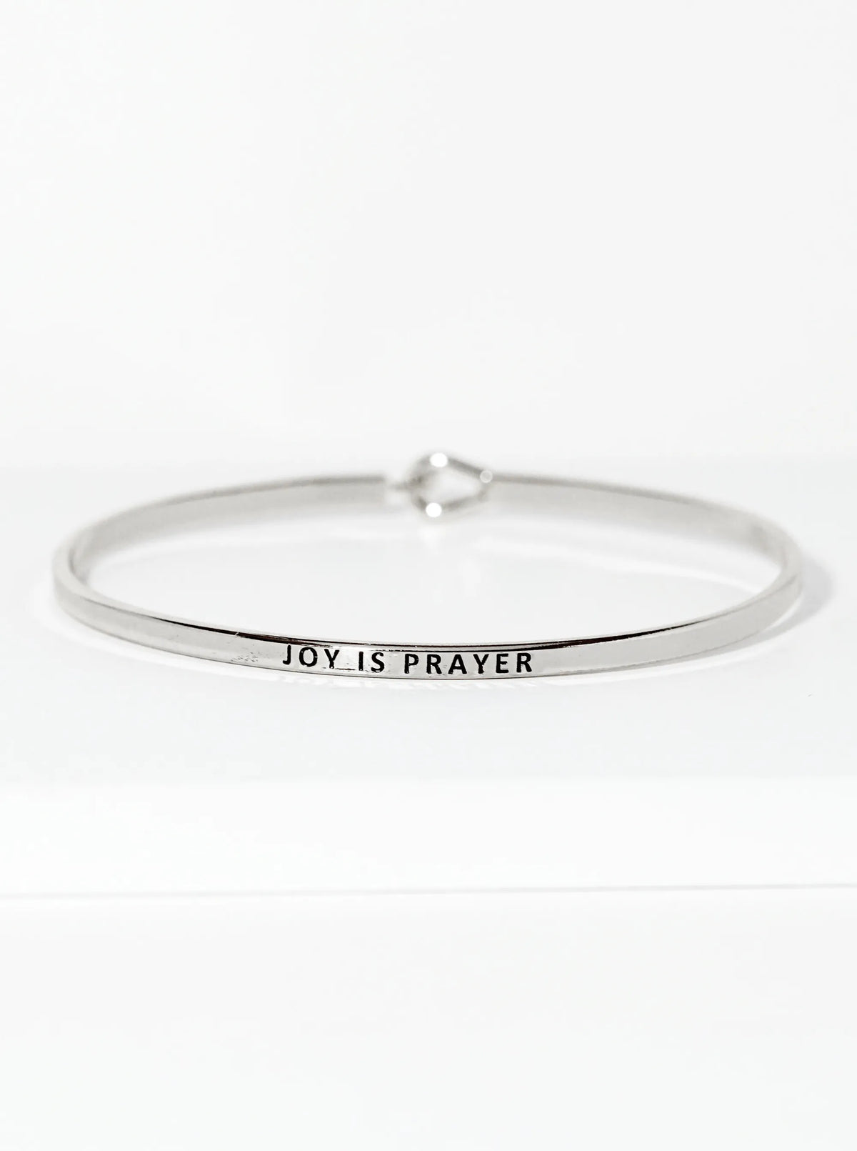Joy Is Prayer Engraved Inspirational Bangle Bracelet