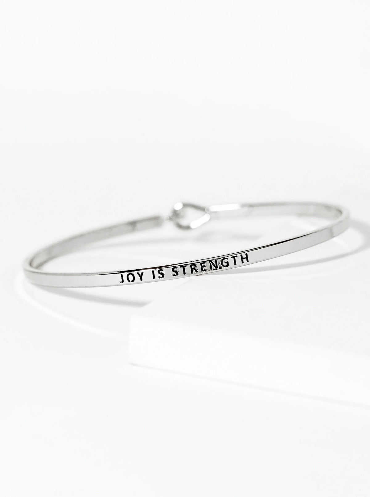 Joy Is Strength Engraved Inspirational Bangle Bracelet