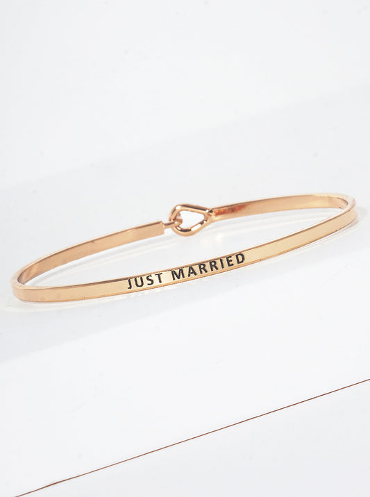Just Married Engraved Inspirational Bangle Bracelet