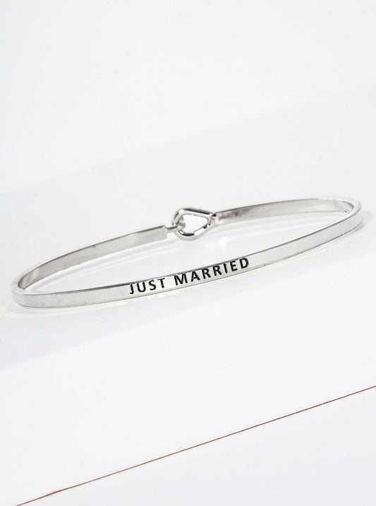 Just Married Engraved Inspirational Bangle Bracelet
