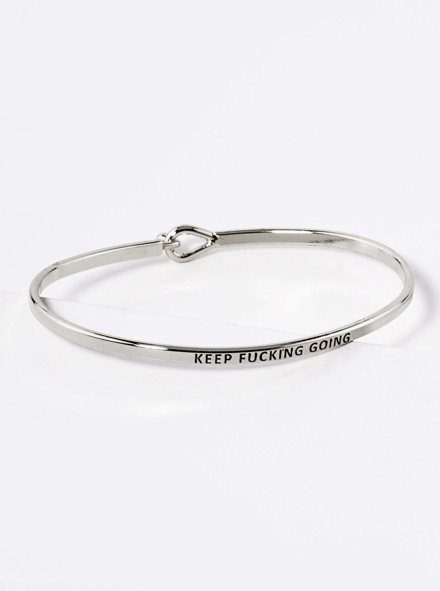 Keep Fucking Going Engraved Inspirational Bangle Bracelet