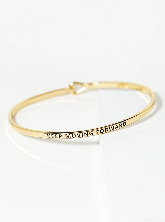 Keep Moving Forward Engraved Inspirational Bangle Bracelet