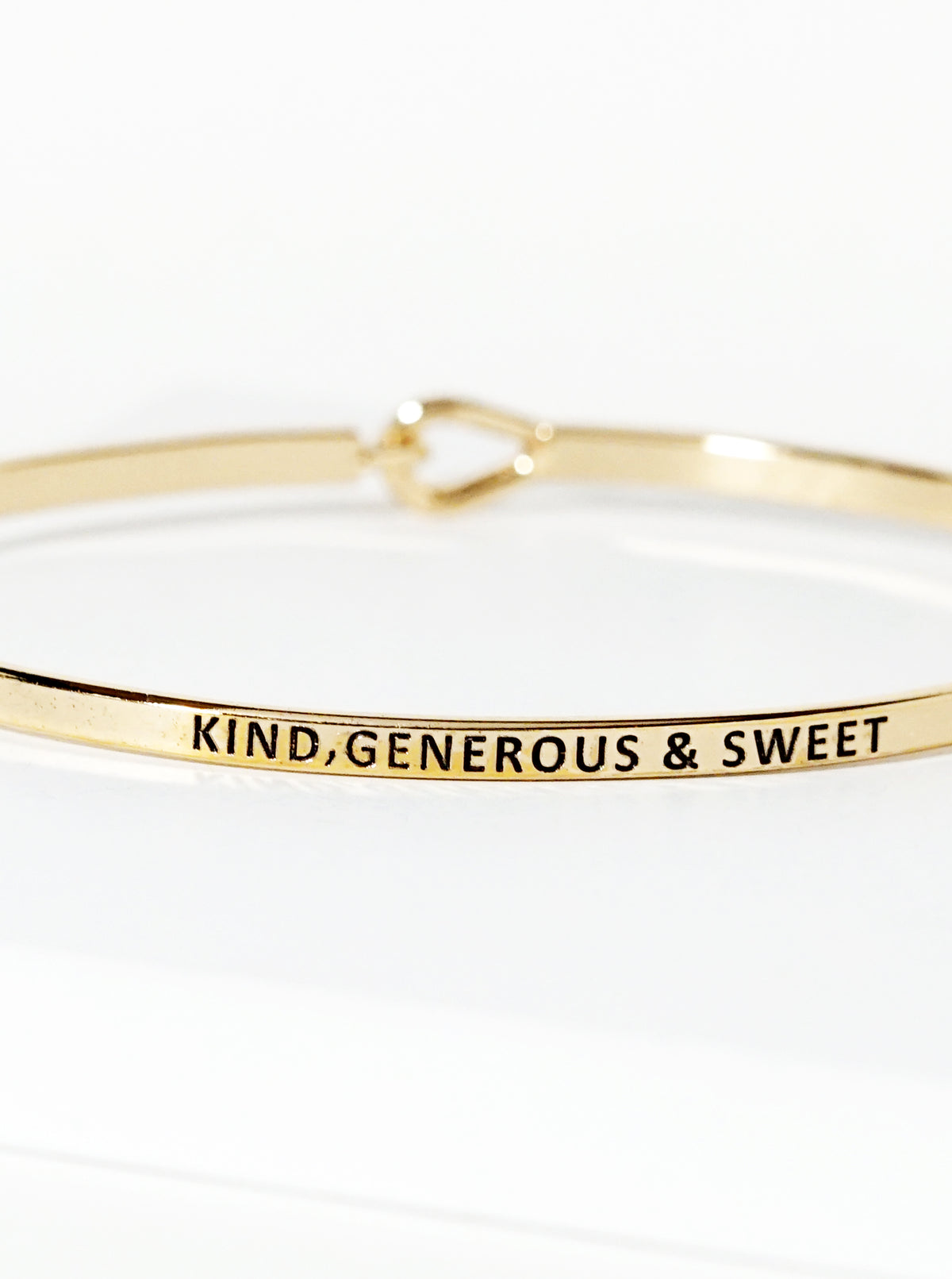 Kind Generous And Sweet Engraved Inspirational Bangle Bracelet