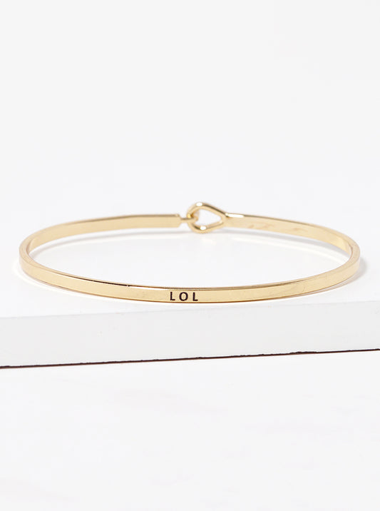 LOL Engraved Inspirational Bangle Bracelet