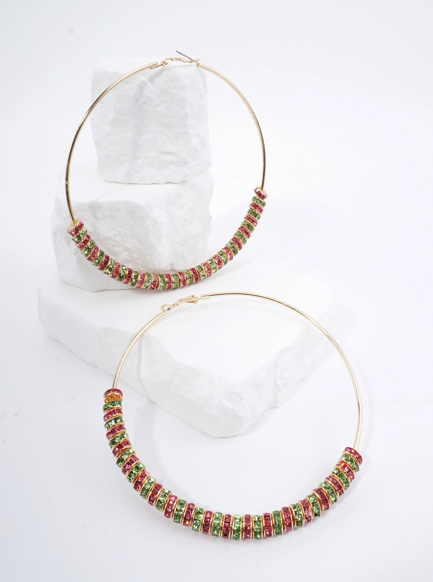 Large Round Faceted Hoop Earrings