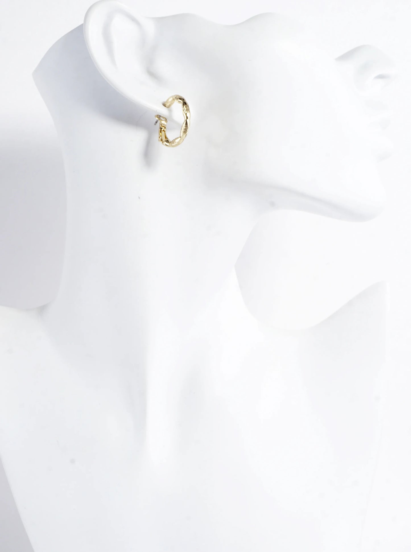 Laser Cut Textured Brass Hoop Earrings 0.75inch