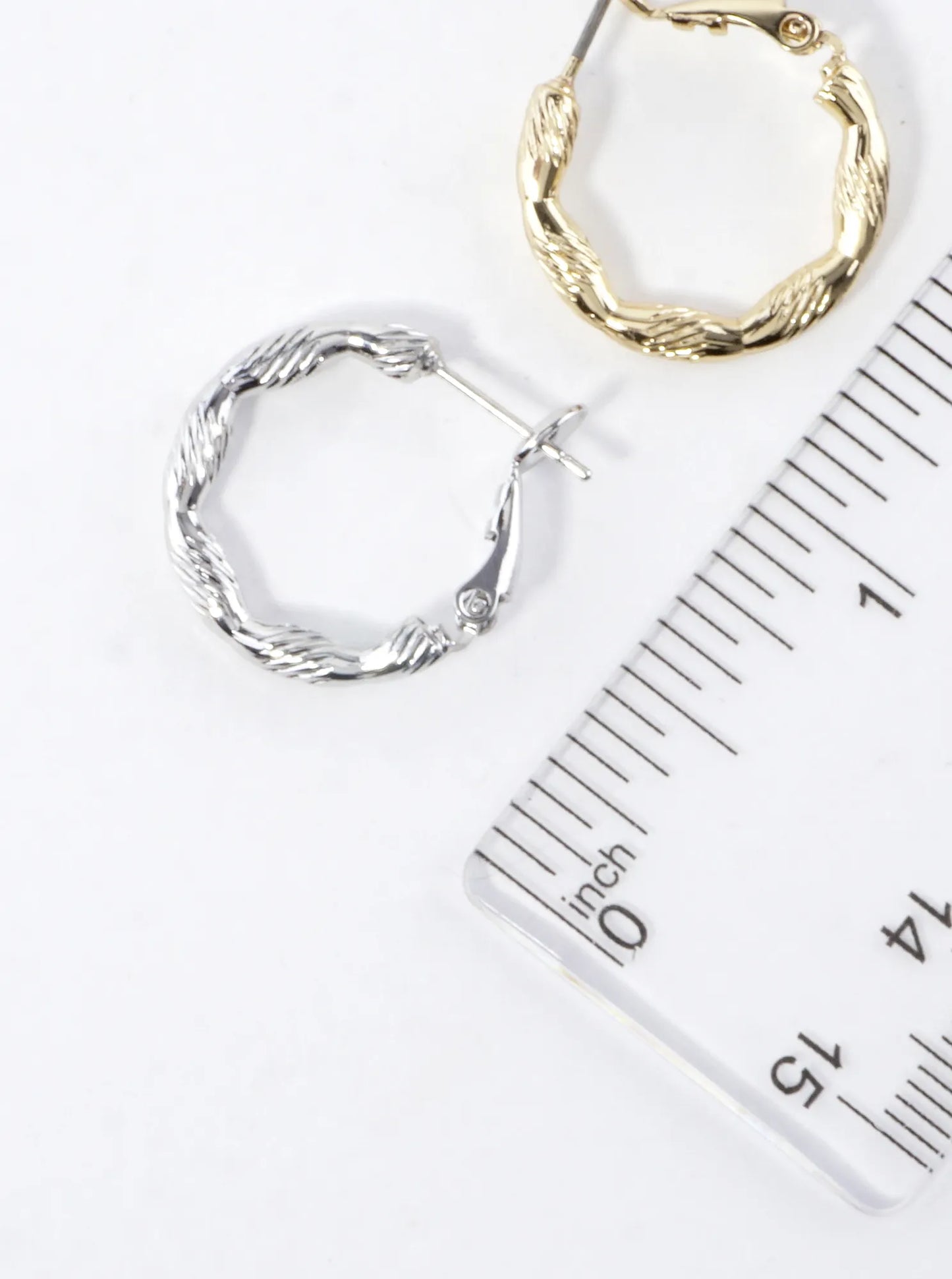 Laser Cut Textured Brass Hoop Earrings 0.75inch
