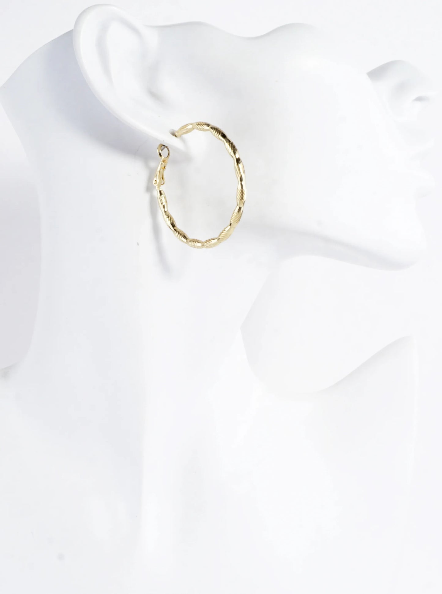 Laser Cut Textured Brass Hoop Earrings 1.5inch