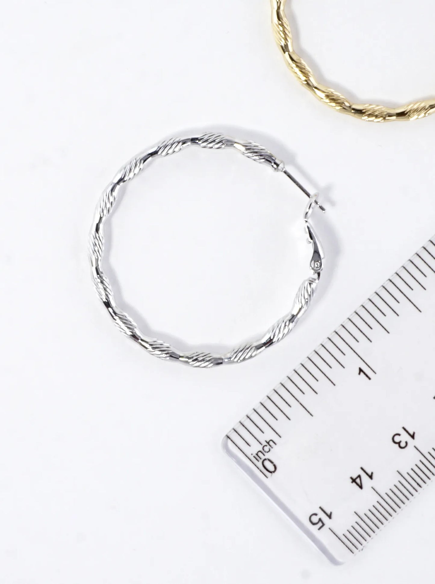 Laser Cut Textured Brass Hoop Earrings 1.5inch