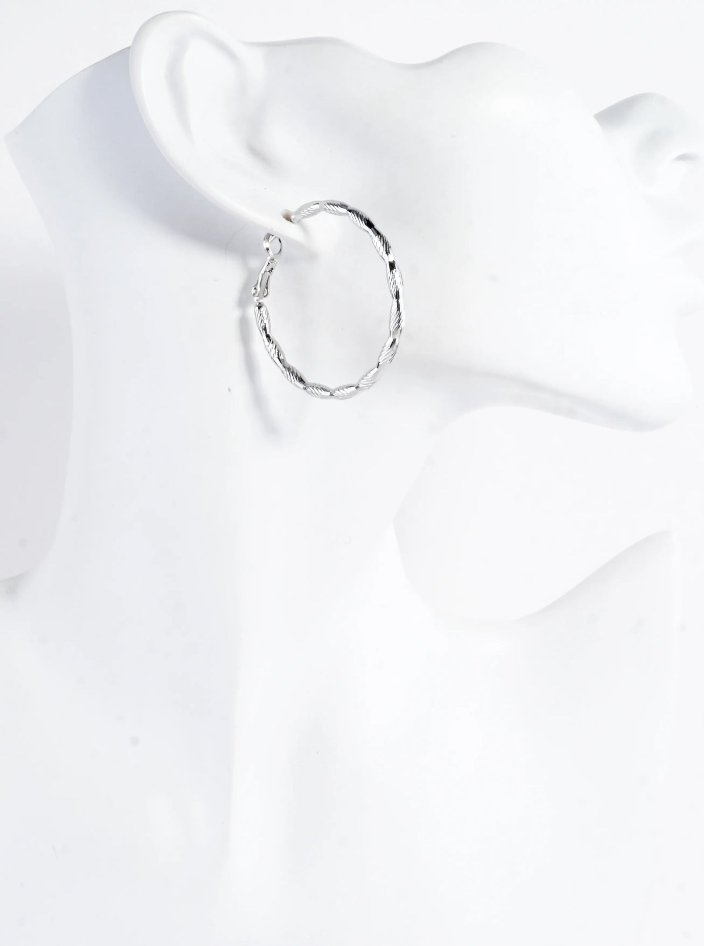 Laser Cut Textured Brass Hoop Earrings 1.5inch