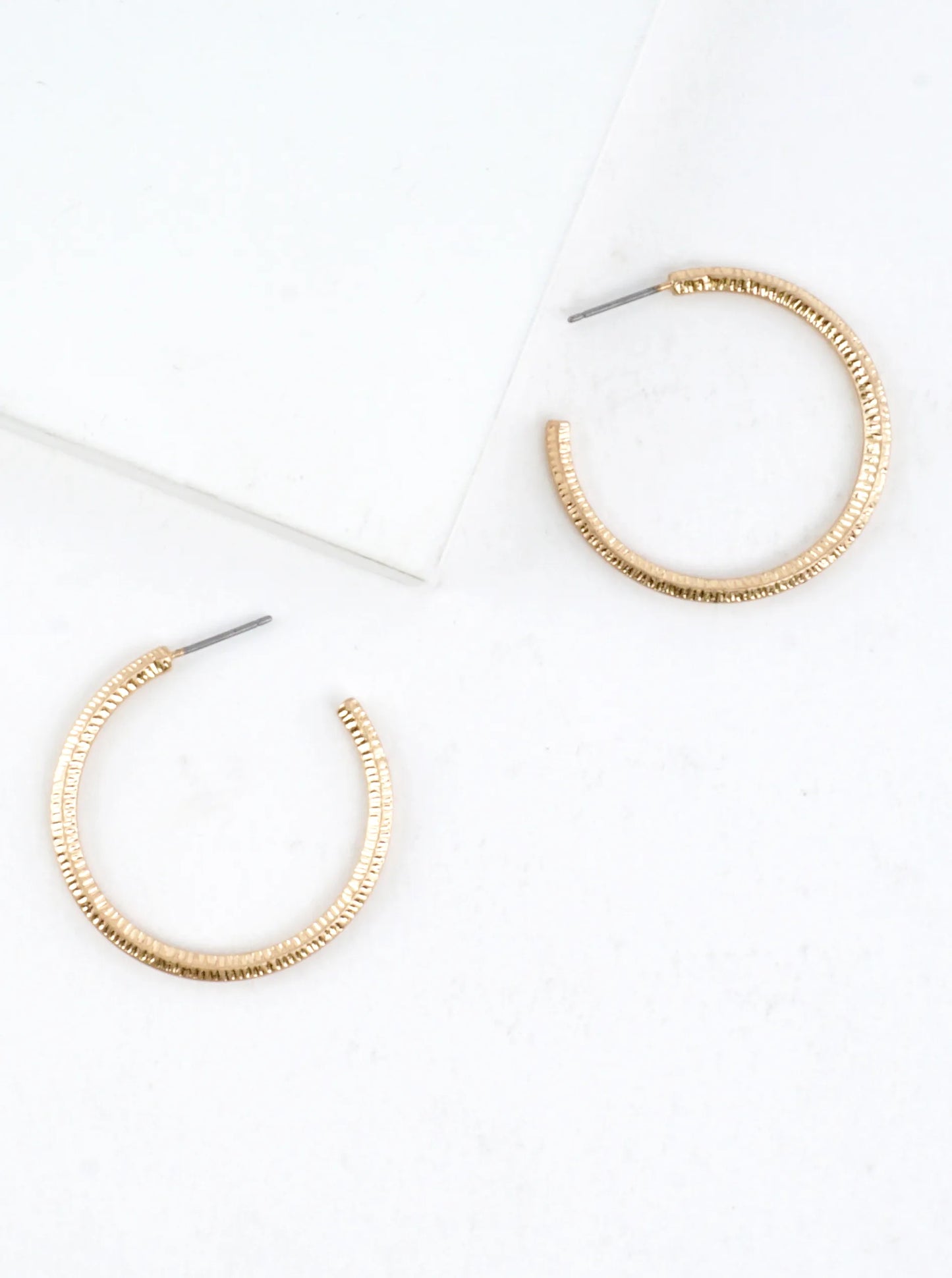 Laser Etched Brass Hoop Earrings