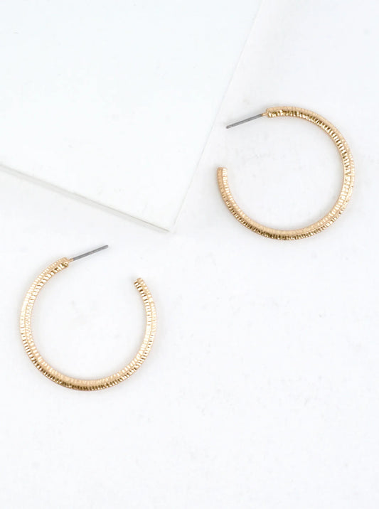 Laser Etched Brass Hoop Earrings