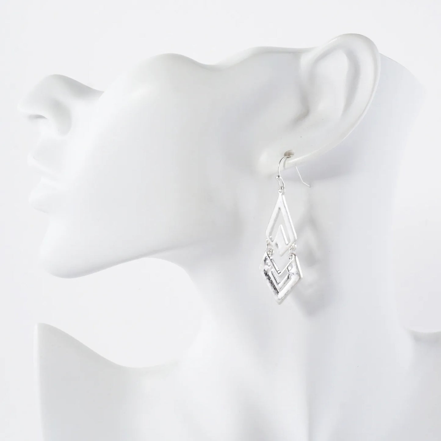 Layered Diamond Shape Geometric Dangle Earrings