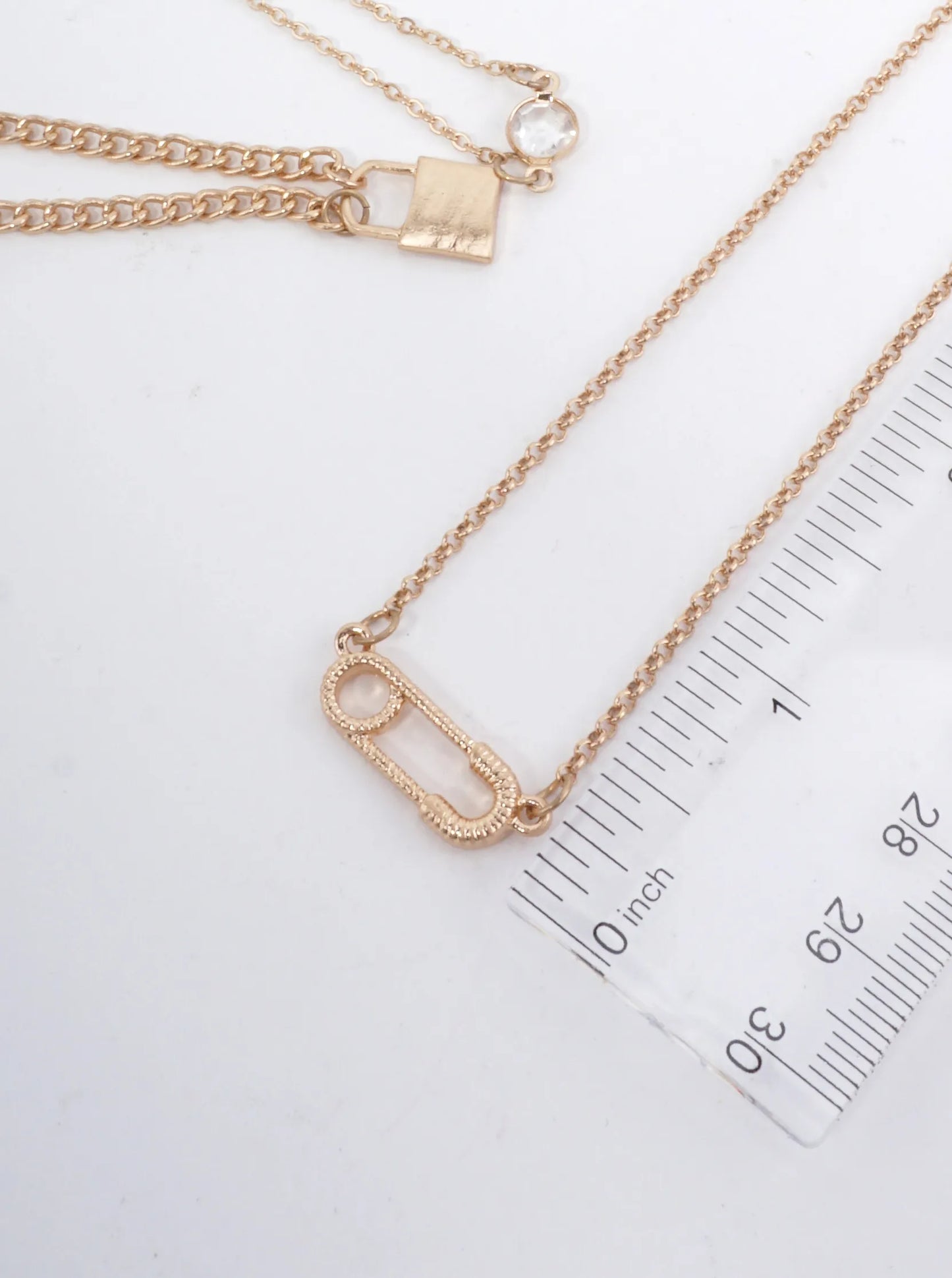 Layered Lock Charm Matte Necklace