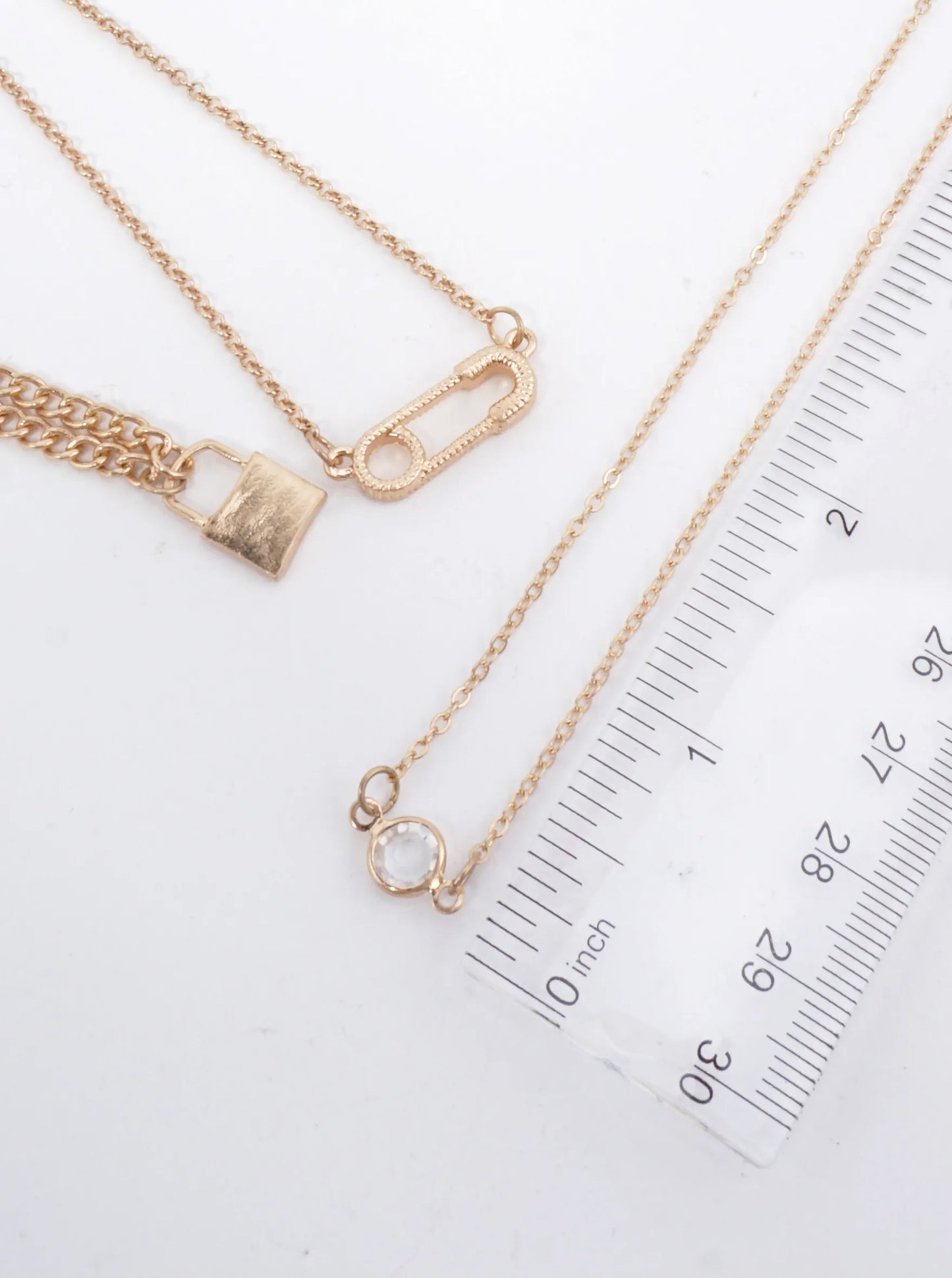 Layered Lock Charm Matte Necklace