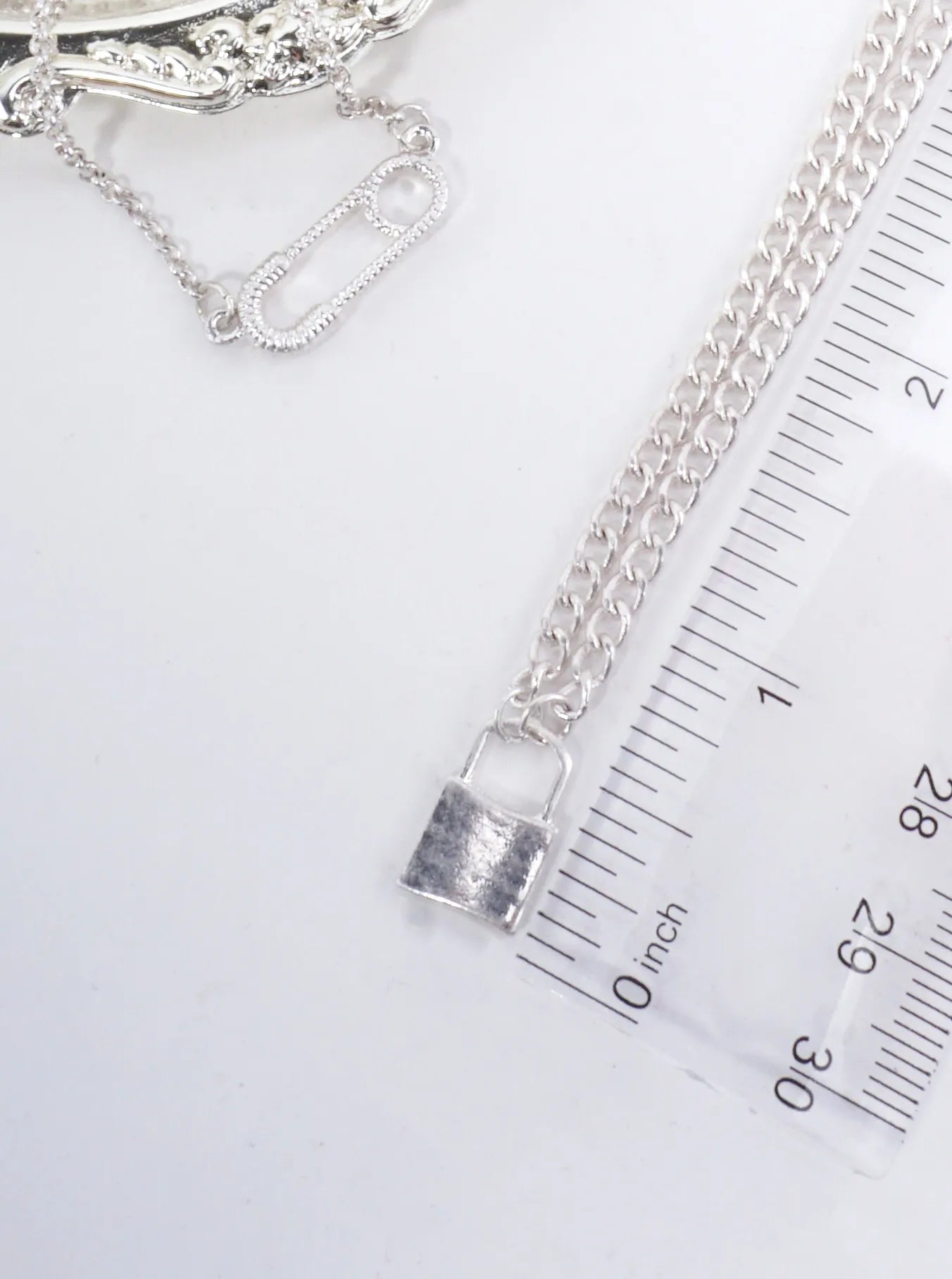 Layered Lock Charm Matte Necklace