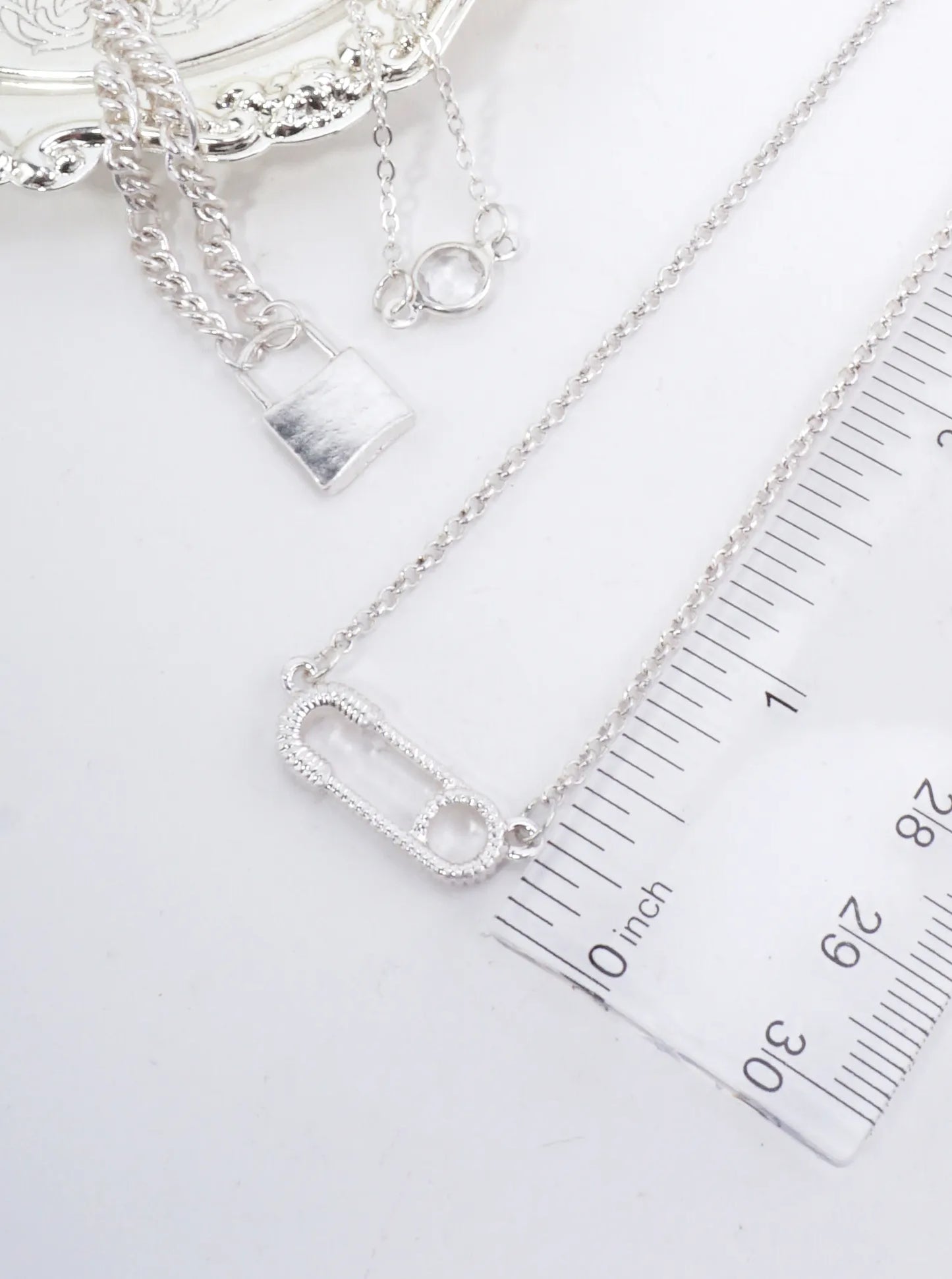 Layered Lock Charm Matte Necklace