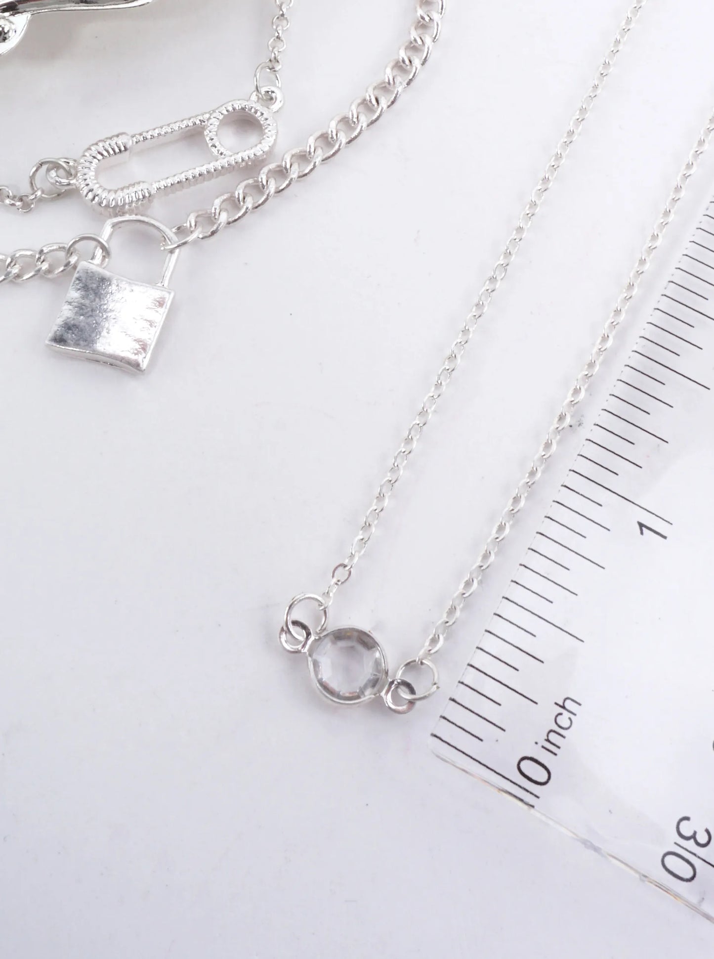 Layered Lock Charm Matte Necklace