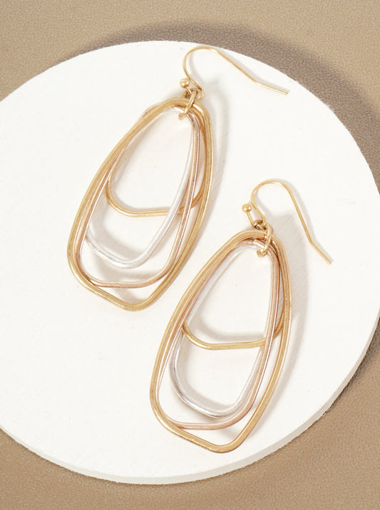 Layered Metal Organic Shape Dangle Drop Earrings