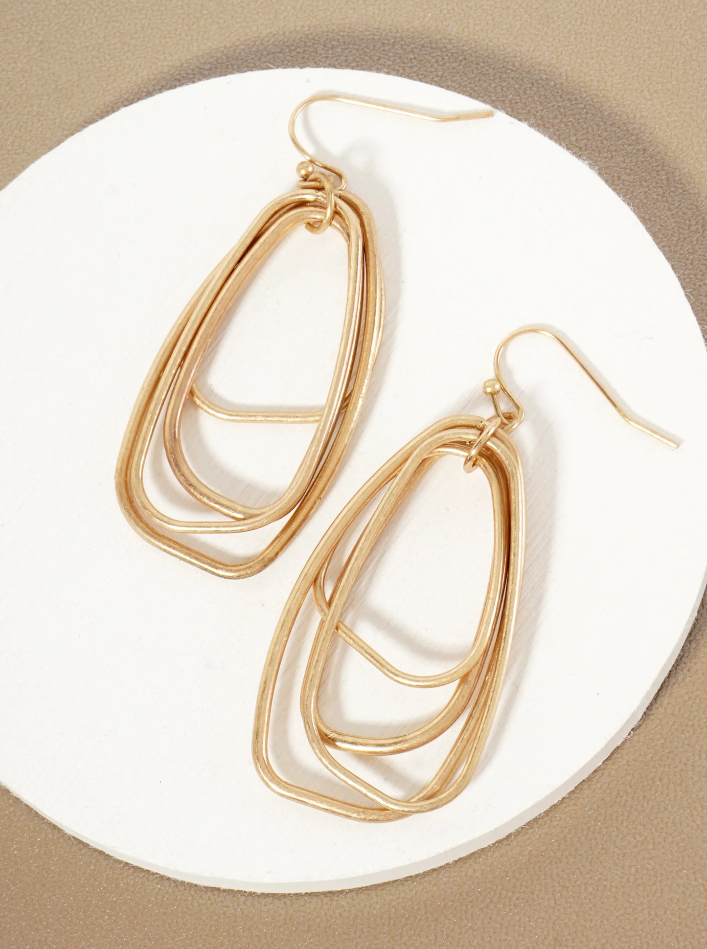 Layered Metal Organic Shape Dangle Drop Earrings