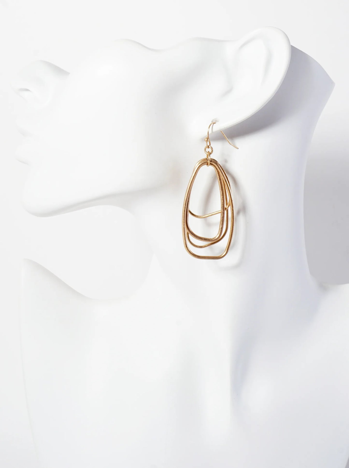 Layered Metal Organic Shape Dangle Drop Earrings
