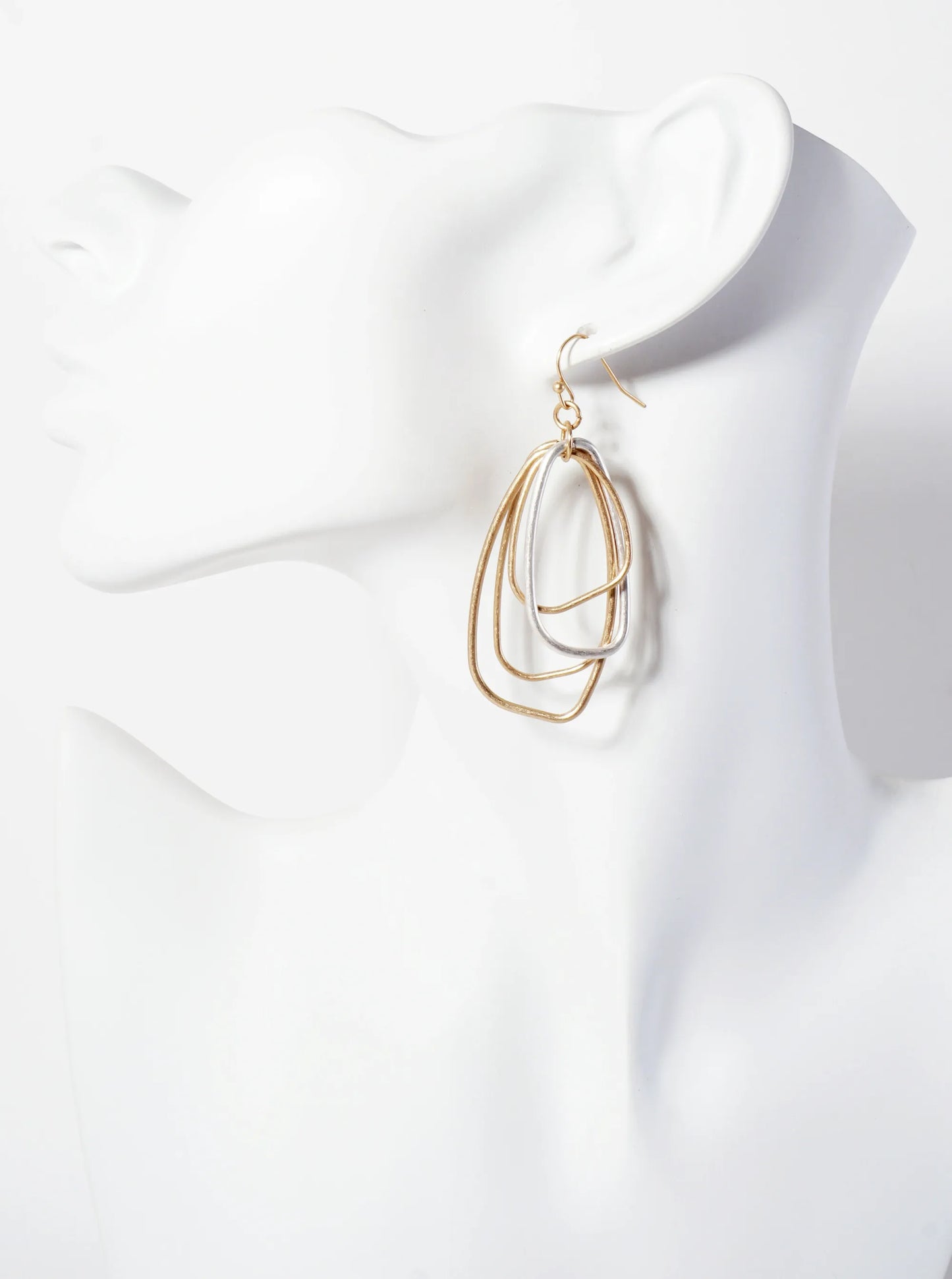 Layered Metal Organic Shape Dangle Drop Earrings