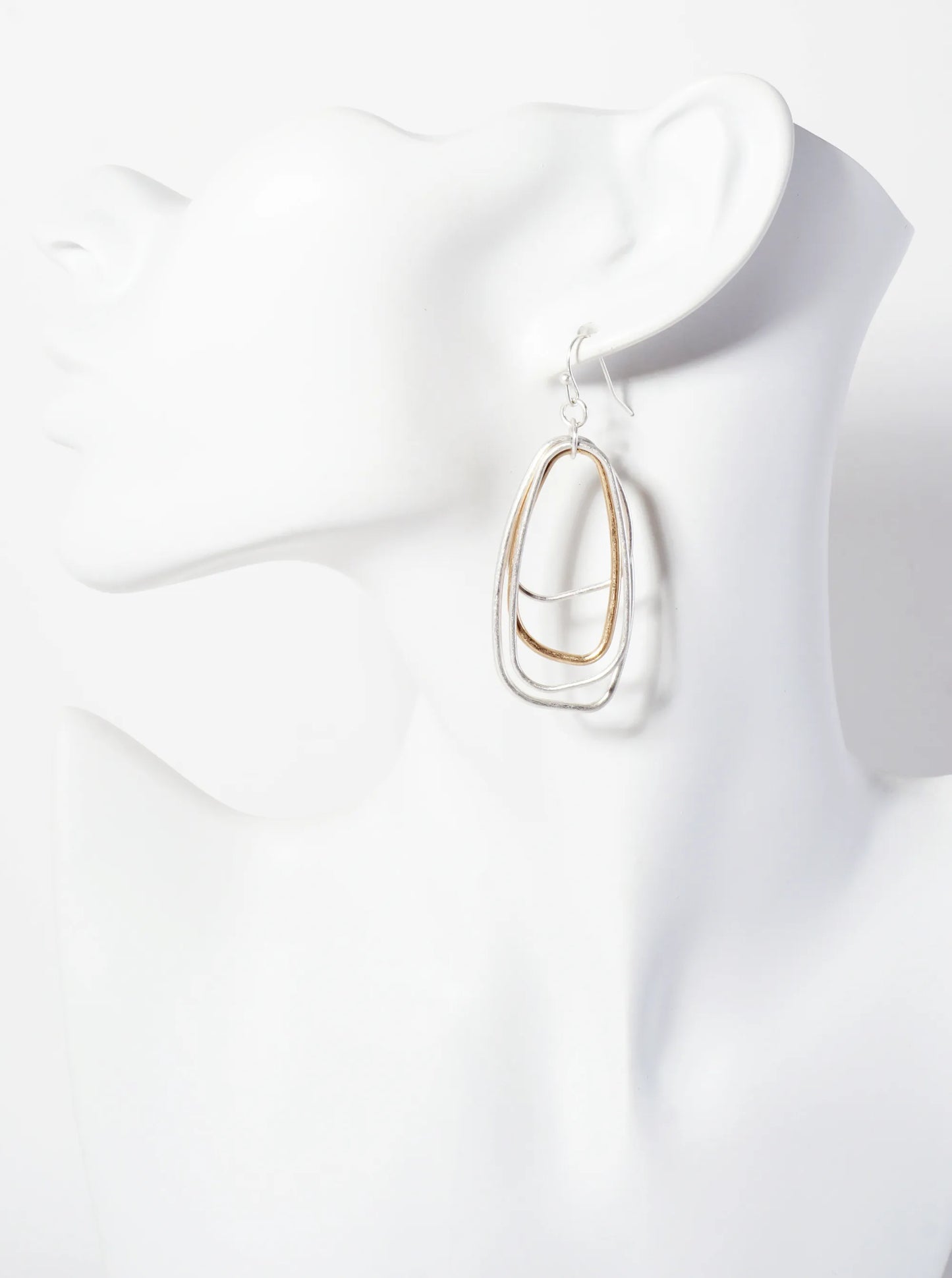 Layered Metal Organic Shape Dangle Drop Earrings