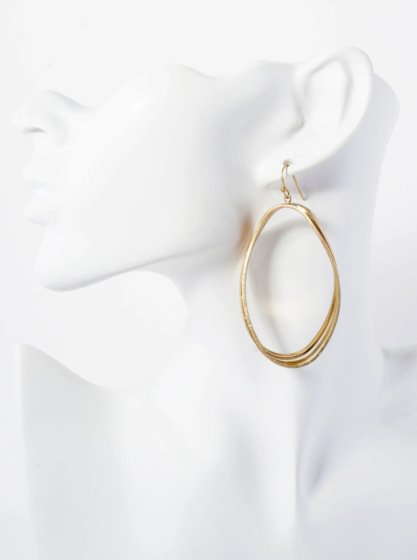 Layered Multi-Oval Wire Drop Statement Brass Earrings