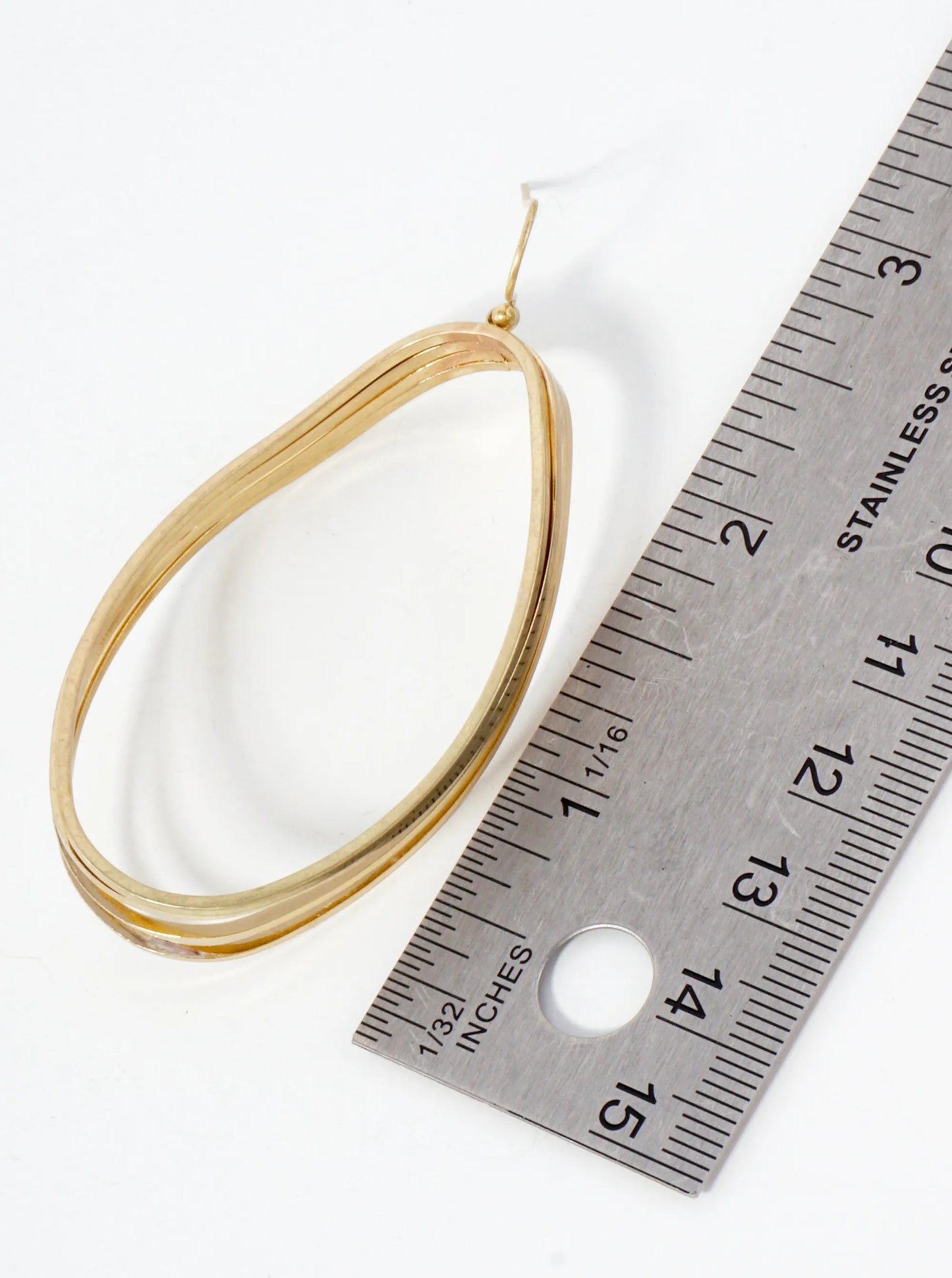 Layered Multi-Oval Wire Drop Statement Brass Earrings