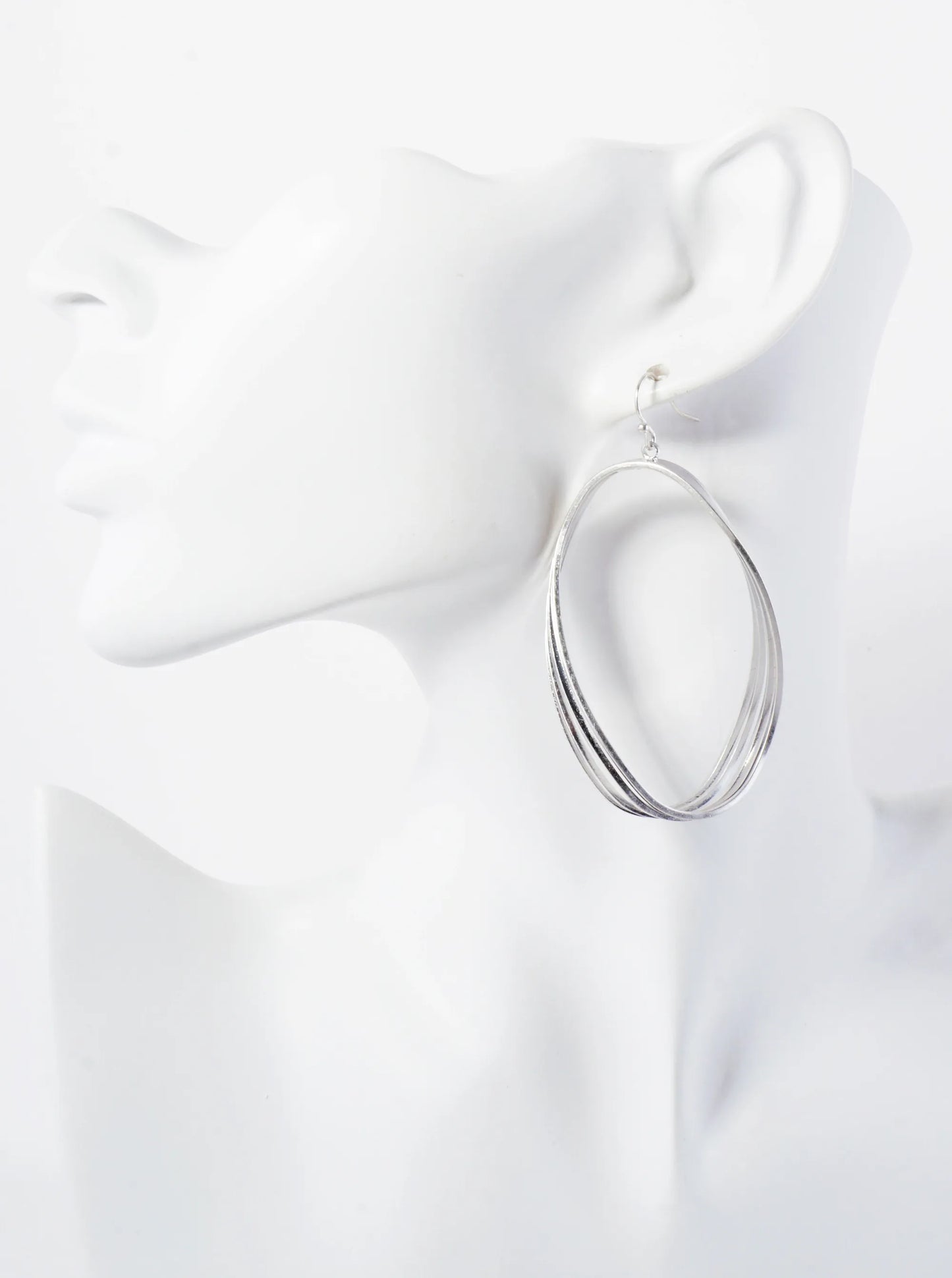 Layered Multi-Oval Wire Drop Statement Brass Earrings