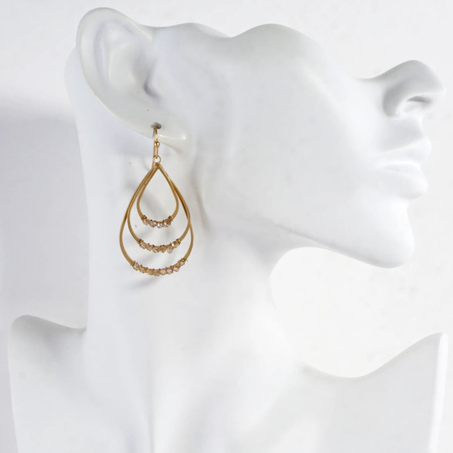Layered Teardrop Earrings With Beaded Accents
